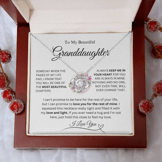 To My Beautiful Granddaughter Love Knot Necklace Gift