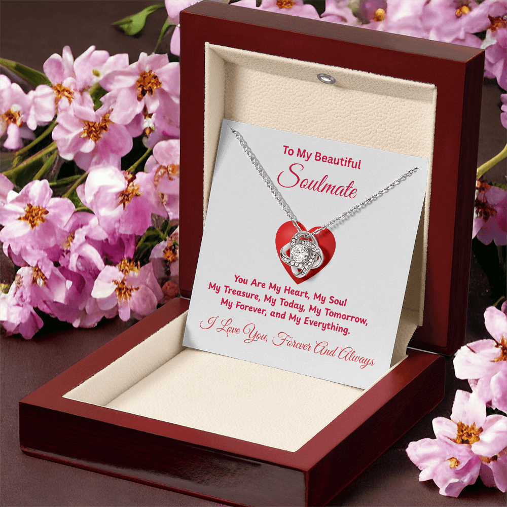 To My Soulmate My Heart on Valentine's Day Love Knot Necklace