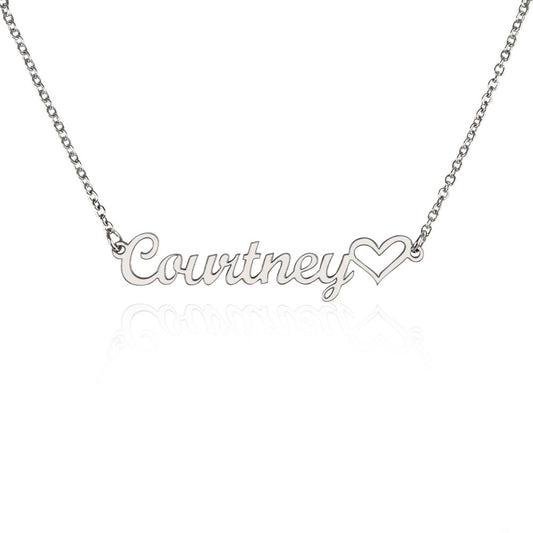 Personalized Heart Name Necklace - Polished stainless steel or 18K yellow gold finish