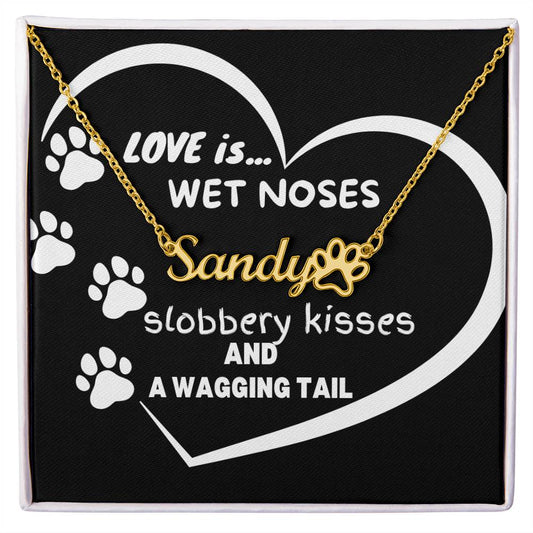 Dog Paw Dog Mom Custom Name Necklace