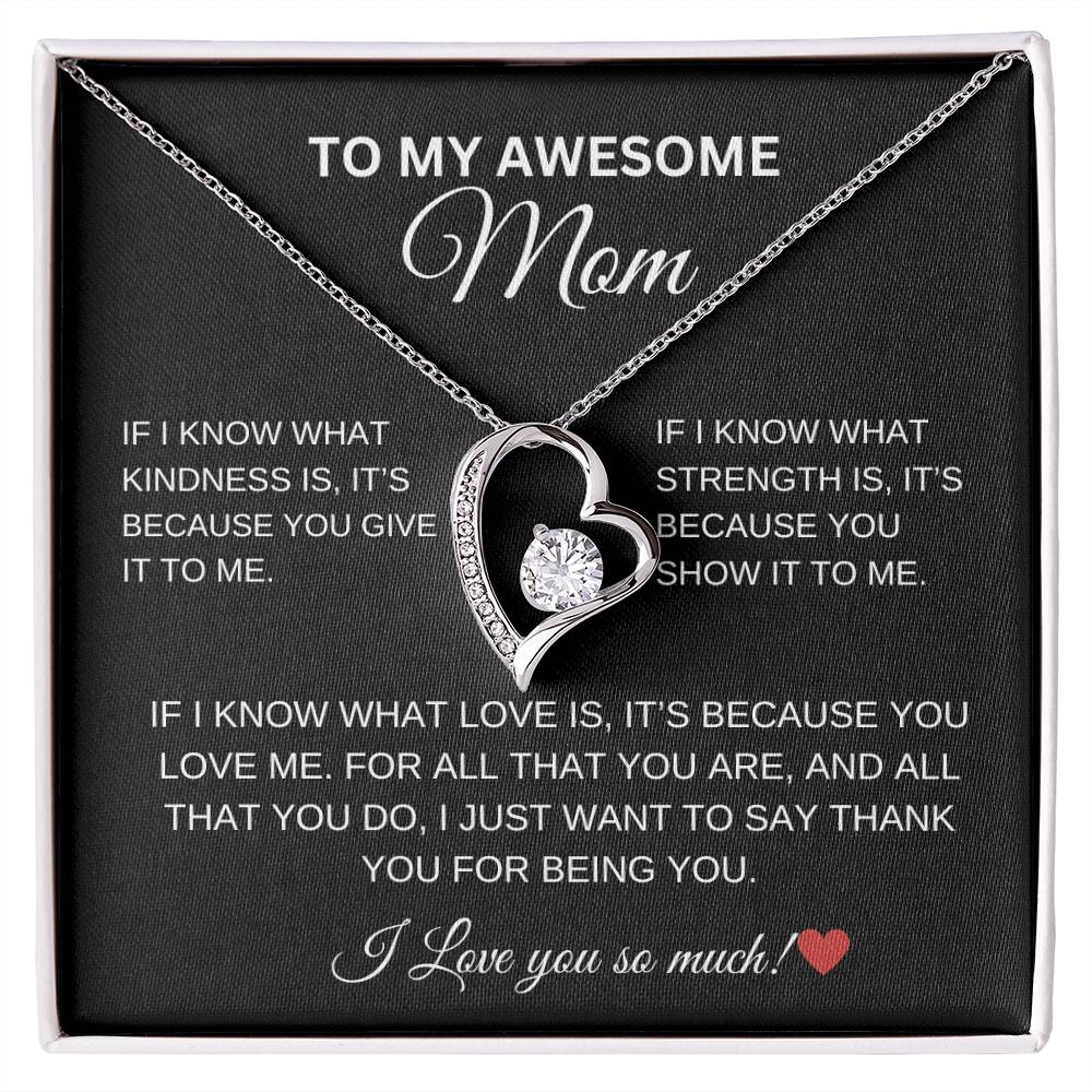 To My Awesome Mom Forever Love Necklace - Black