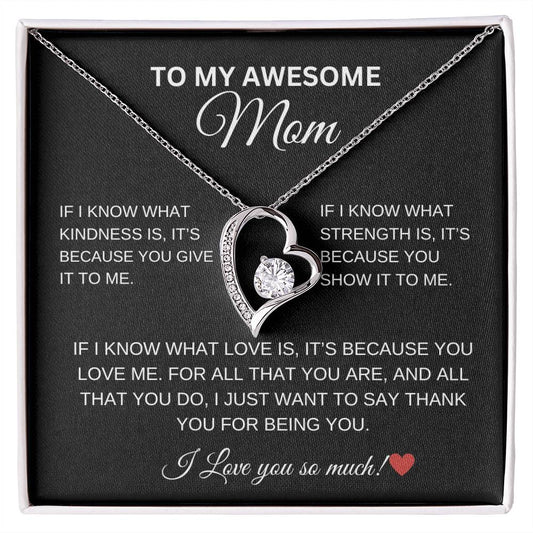 To My Awesome Mom Forever Love Necklace - Black