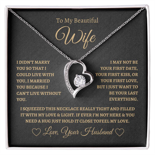 To My Beautiful Wife Forever Love Necklace - Black/Gold