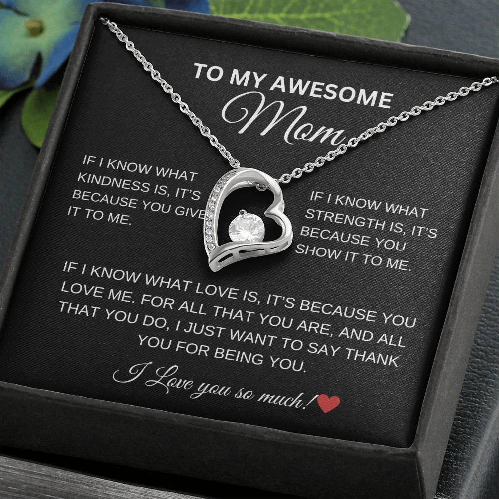 To My Awesome Mom Forever Love Necklace - Black