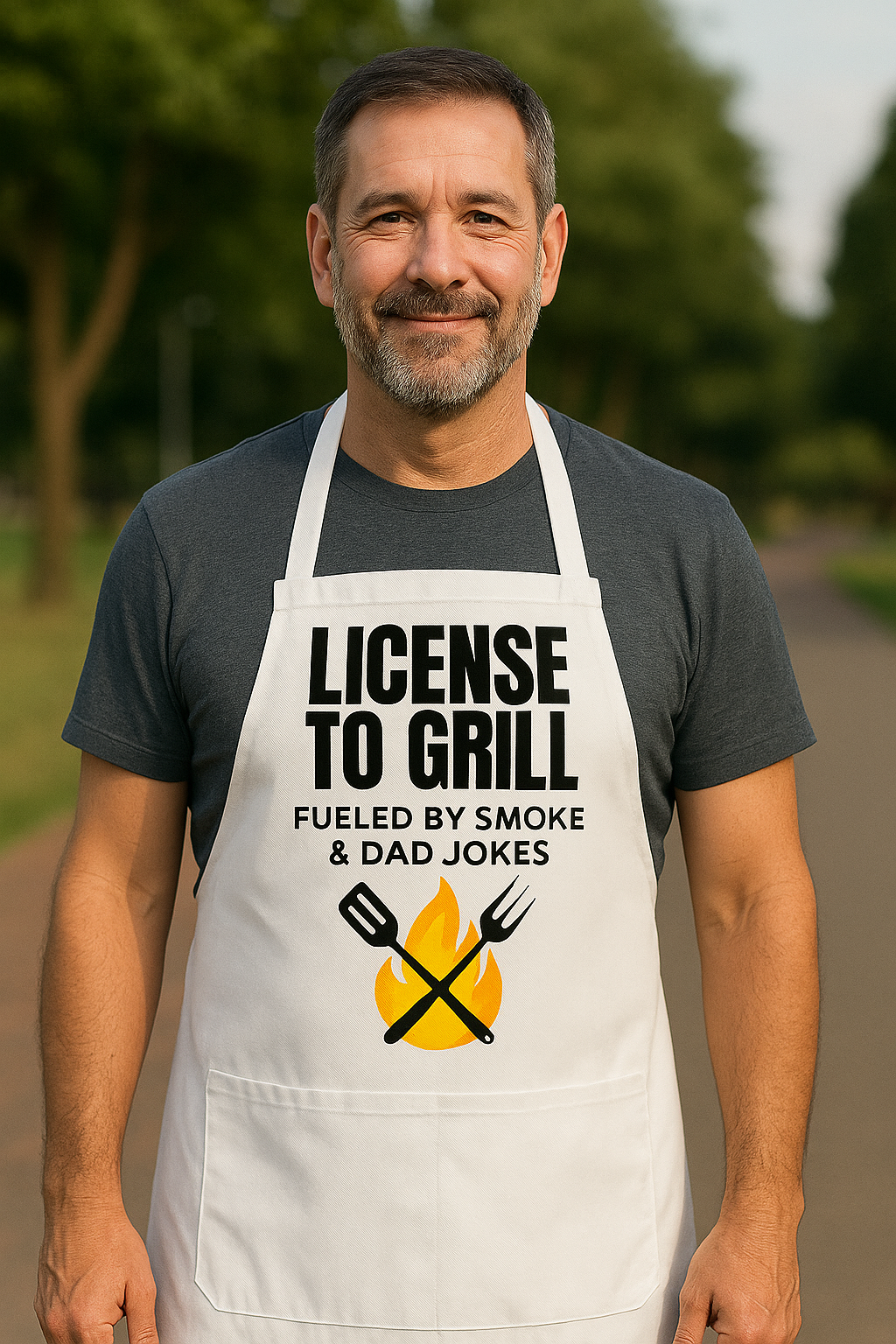 License to Grill Fueled By Smoke & Dad Jokes Full-Length Apron